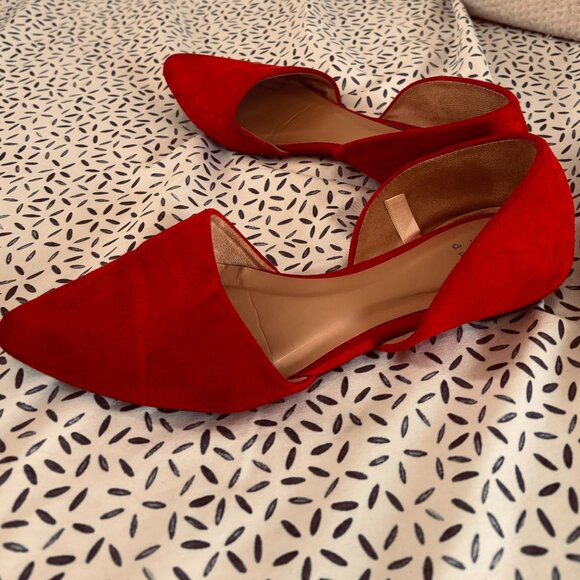 Zara Red Suede D’Orsay Pointed Toe Flats | Size 7.5 - Picture 4 of 7